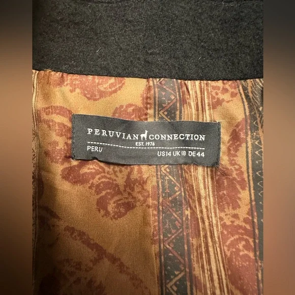 Peruvian Connection black jacket baby alpaca and wool tailored fit size 14 - Picture 8 of 9